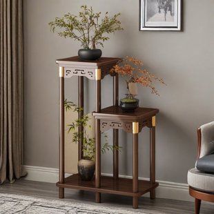 沙发边几实木双层小茶几中式边桌简约现代北欧客厅角几小桌子花架