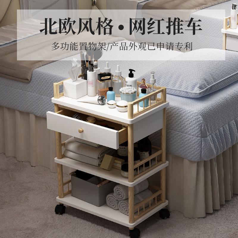 实木三层美发美甲店储物柜