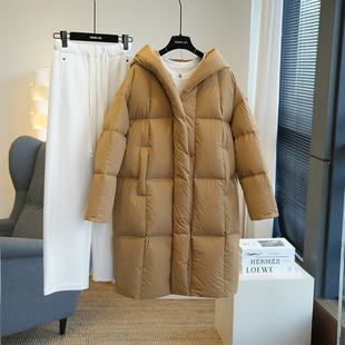 加厚长款保暖羽绒服新国标鸭绒90连帽直筒冬季外套气质大牌重磅