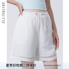 ellieluke孕妇短裤夏薄款外穿孕期无托腹五分裤亚麻阔腿裤子夏装