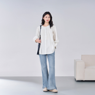 大码 春秋款 纯棉衬衫 牛仔裤 ellieluke孕妇套装 两件套秋装 2025新款