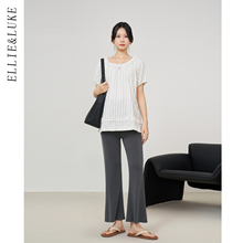 ellieluke孕妇装夏季2025新款条纹上衣长裤潮妈孕期穿搭套装夏装