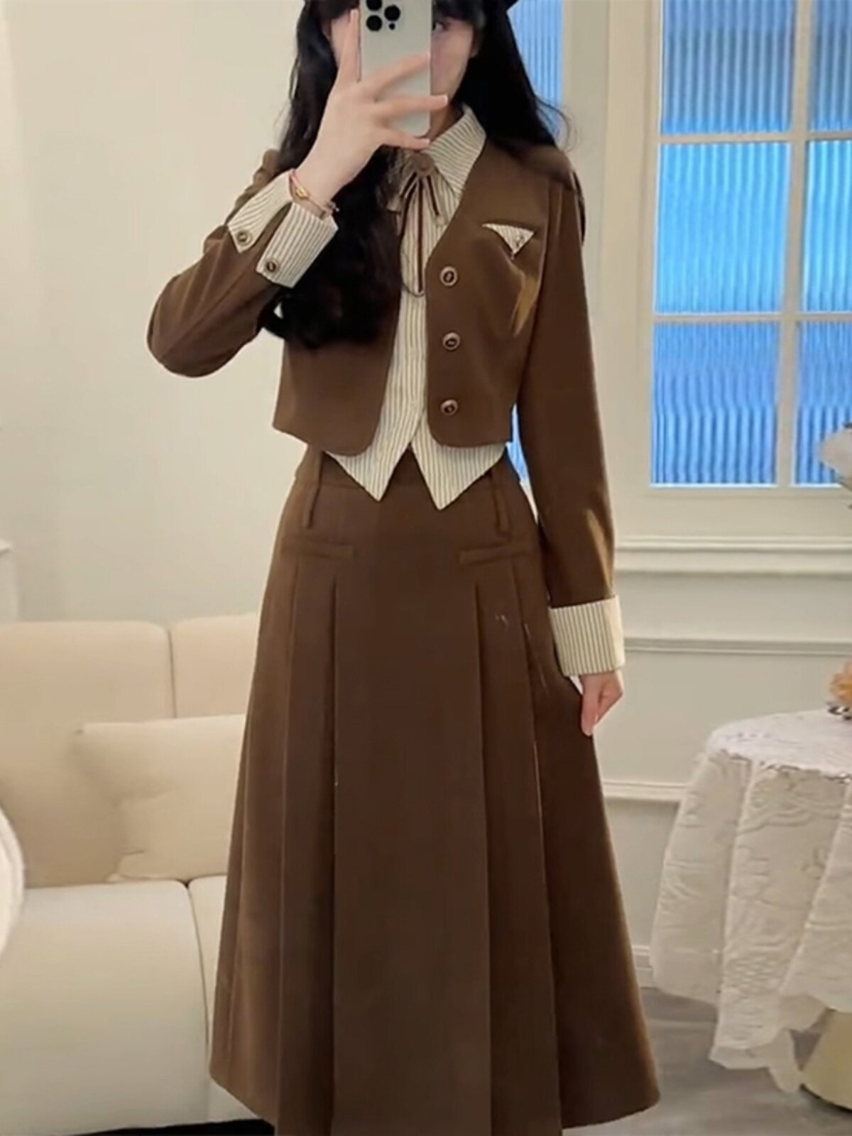 学院风jk制服裙套装女2025年春秋新款设计感收腰显瘦连衣裙两件套