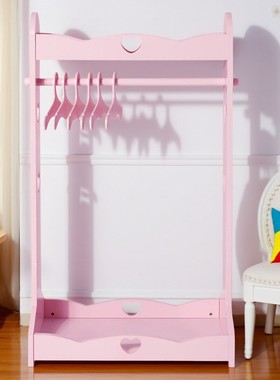 2025新款公主儿童衣柜粉色落地衣架卧室置物架新款晾衣架挂衣架