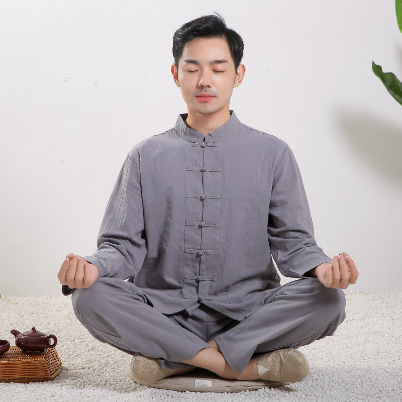 纯棉居士服男女套装玄善纯棉