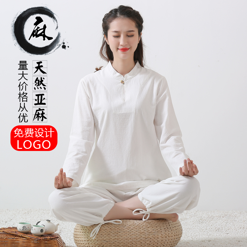 佛系棉麻禅修服女中国风禅意瑜伽服禅服男套装居士打坐衣服两件套