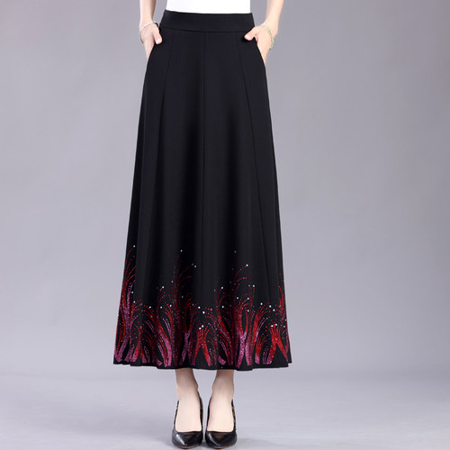 中年妈妈女中长款高腰显瘦半身裙