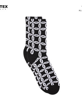 英国 Vertex 黑色男女图案机能速干透气排汗专业运动骑行袜潮人袜