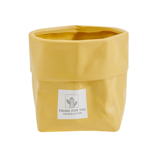 花盆陶瓷多肉仙人掌绿萝蝴蝶兰创意花盆牛皮纸袋形绿植陶盆花盆