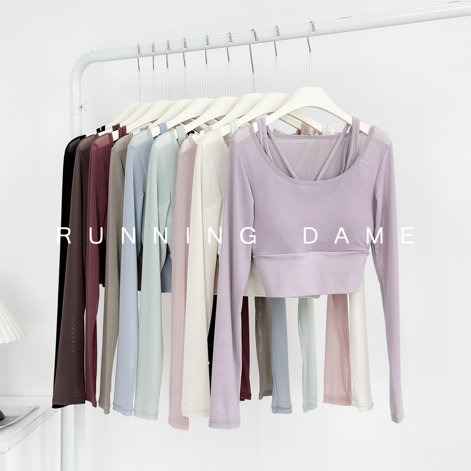 瑜伽服女秋冬运动上衣带胸垫