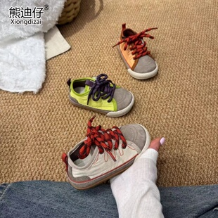 儿童运动板鞋2026春夏季新款女童德训鞋复古休闲风软底男童帆布鞋