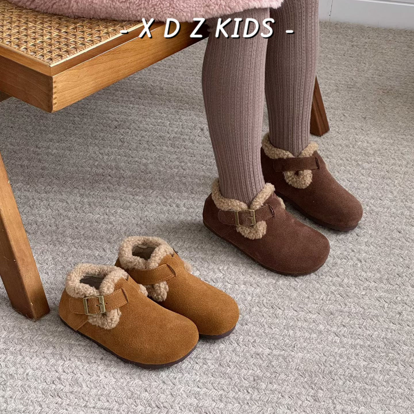 冬季保暖儿童勃肯鞋加绒亲子棉鞋