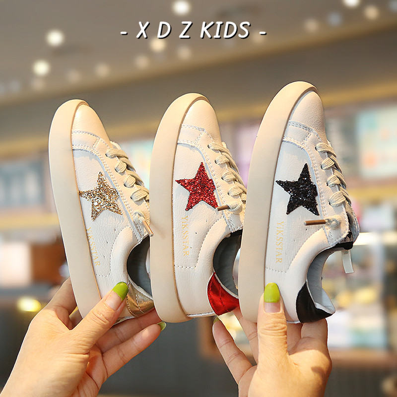 韩版五角星脏脏鞋儿童真皮运动鞋