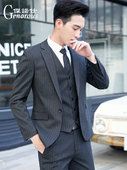 正装 出租春夏西服套装 条纹帅气英伦风西装 韩版 男新郎结婚礼服修身