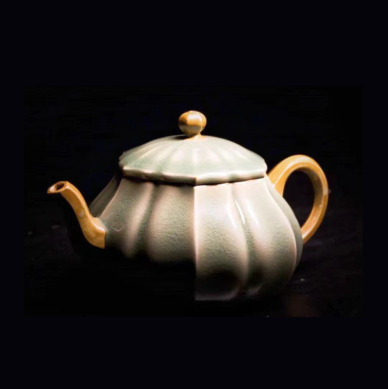 青秘耀州窑青瓷仿古泡茶壶双姝合菱壶功夫茶具茶杯茶道家用办公室