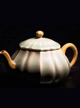 青秘耀州窑青瓷仿古泡茶壶双姝合菱壶功夫茶具茶杯茶道家用办公室
