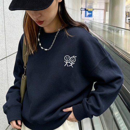 火柴人韩式圆领卫衣休闲套头上衣