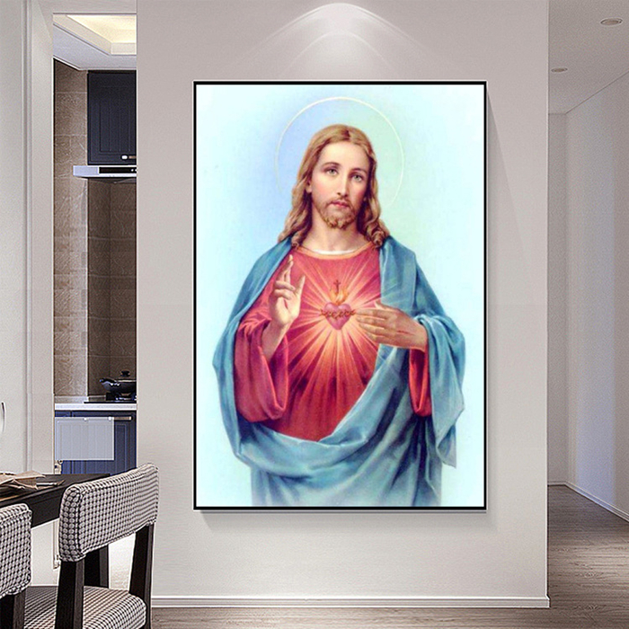 钻石画新款现代欧式系列十字绣人物耶稣之心客厅卧室装饰贴圆钻