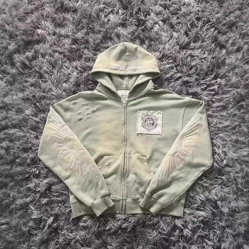 hoodedcardigan印花刺绣连帽卫衣