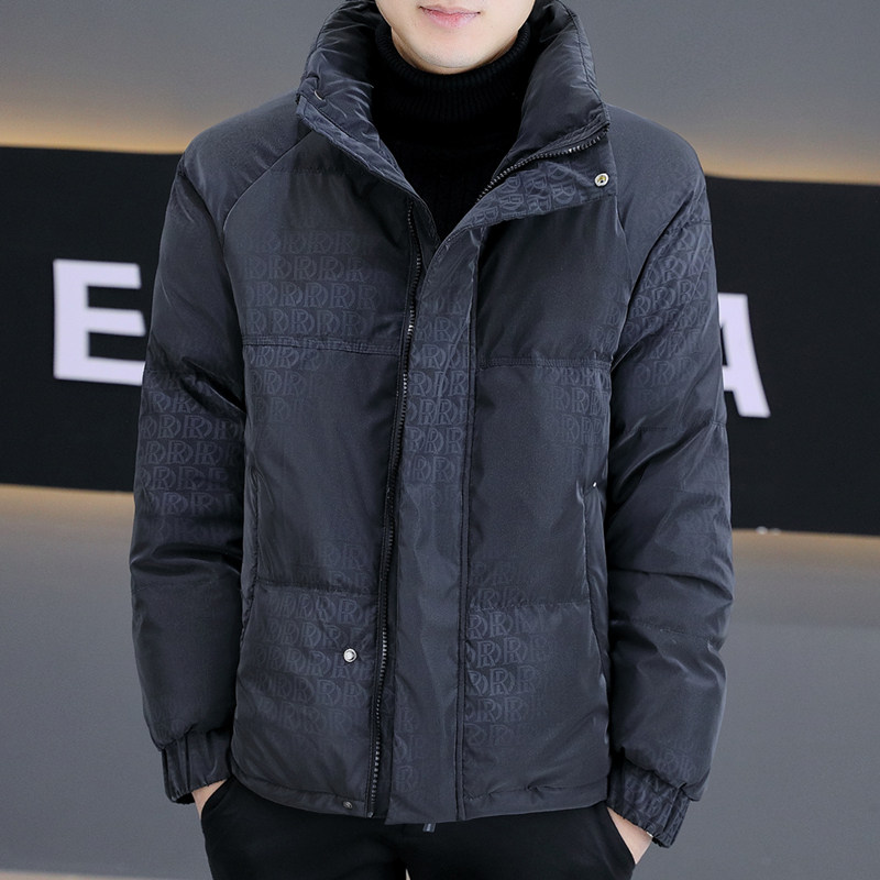 남성 다운 재킷 겨울 2024 새로운 스탠드 칼라 방한 재킷 유행 브랜드 패셔너블하고 잘생긴 두꺼운 겨울 코트 짧은 스타일