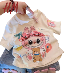 清仓撤柜韩版 2025春夏新款 女童卡通纯棉短袖 T恤儿童洋气百搭 童装