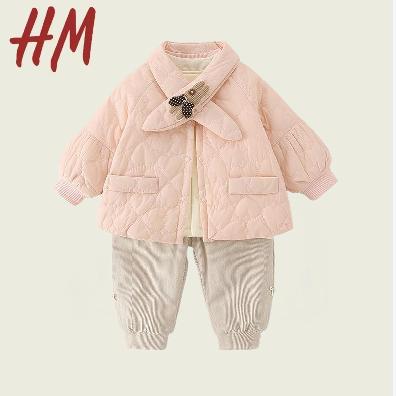 撤柜清仓特价女宝宝秋冬新款a类衣服三件套甜美可爱薄棉外套一岁