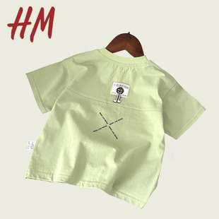 上衣亲子家庭装 品牌清仓撤柜2025夏季 男女短袖 拼接韩版 纯棉短袖