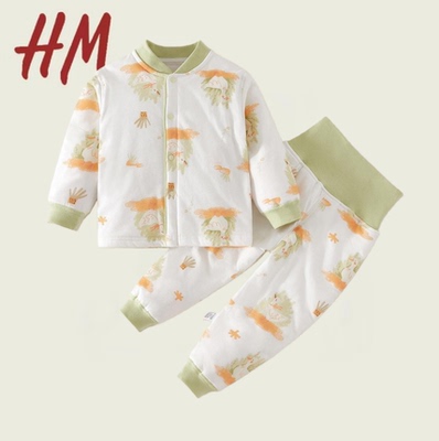 撤柜清仓特价婴儿夹棉秋冬季分体套装宝宝40克薄棉高腰两件套冬装