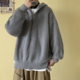 C173*2025秋季新款日系情侣连帽纯色针织衫套头毛衣P75控89，男装针织衫/毛衣，星座617A(原A401)