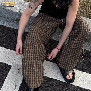泡泡格夏季新款韩版百搭男士肌理感格纹休闲格子裤情侣同款P45图片