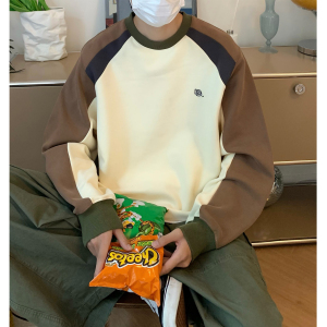 AB92*秋季立体剪裁拼接男士圆领卫衣P70控89图片