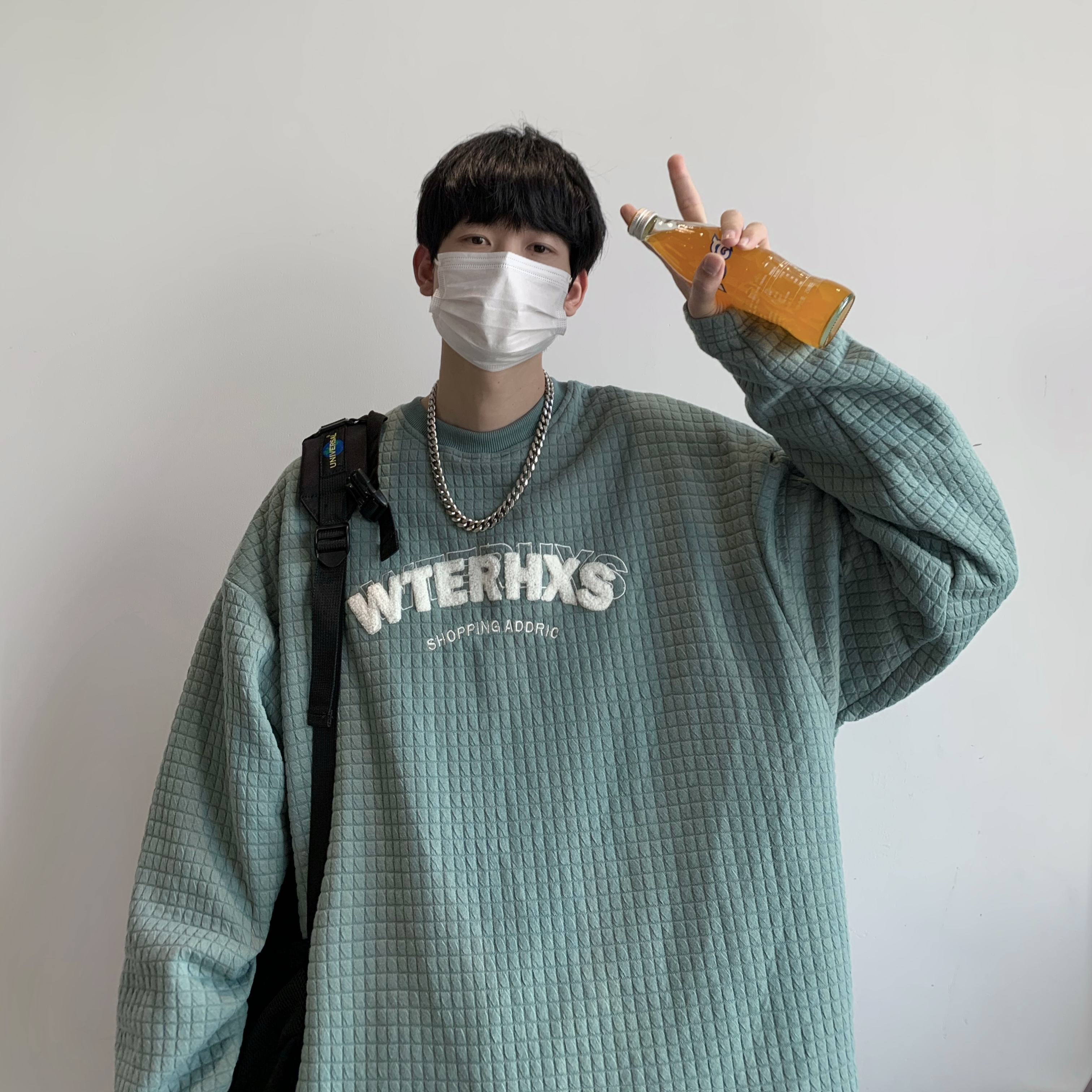 T01*新款华夫格圆领卫衣字母刺绣潮P58控68，商品下架区商品下架区，星座617A(原A401)