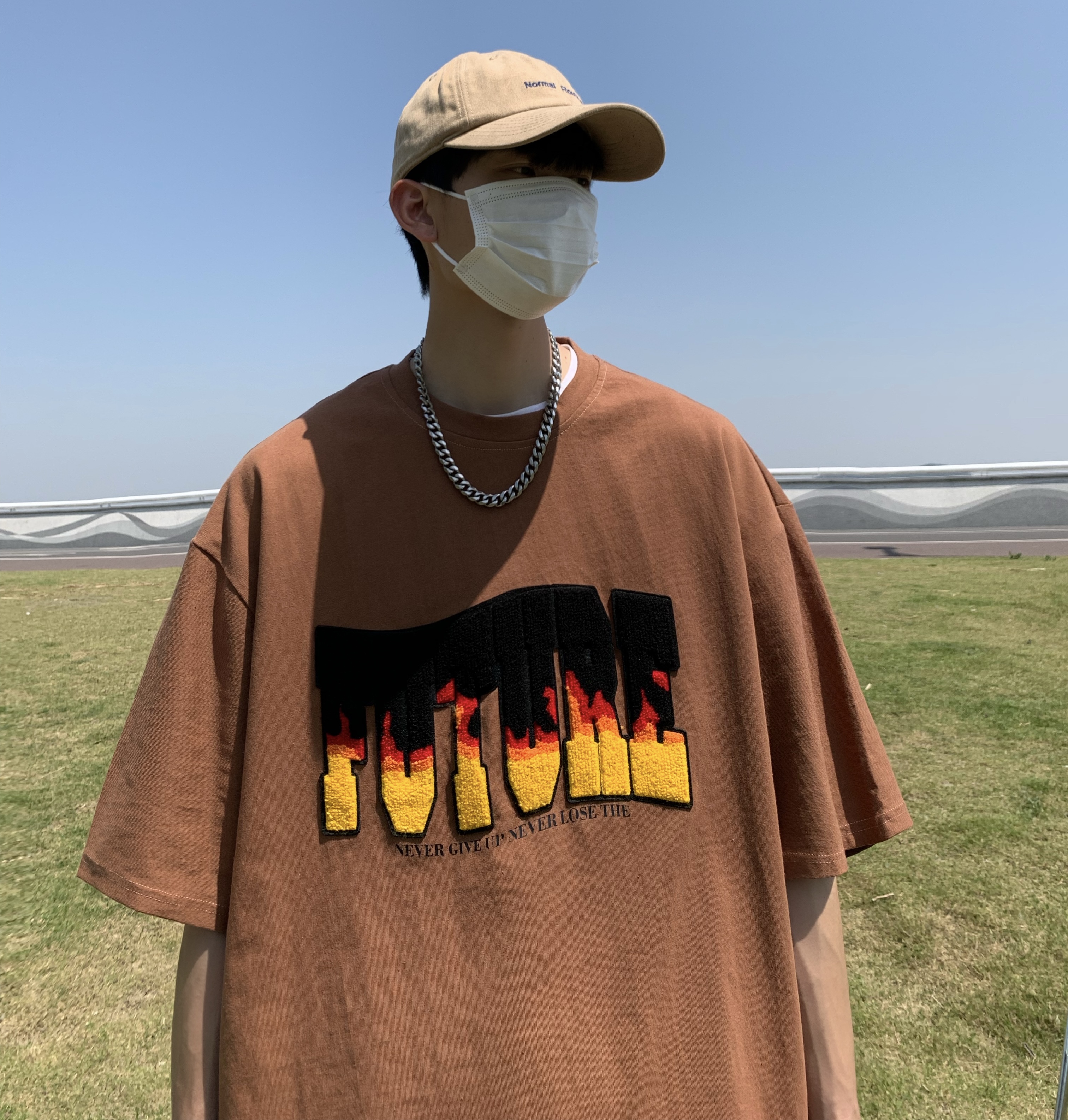 T72*2022美式火焰字母短袖体恤P39控49，男装T恤，星座617A(原A401)