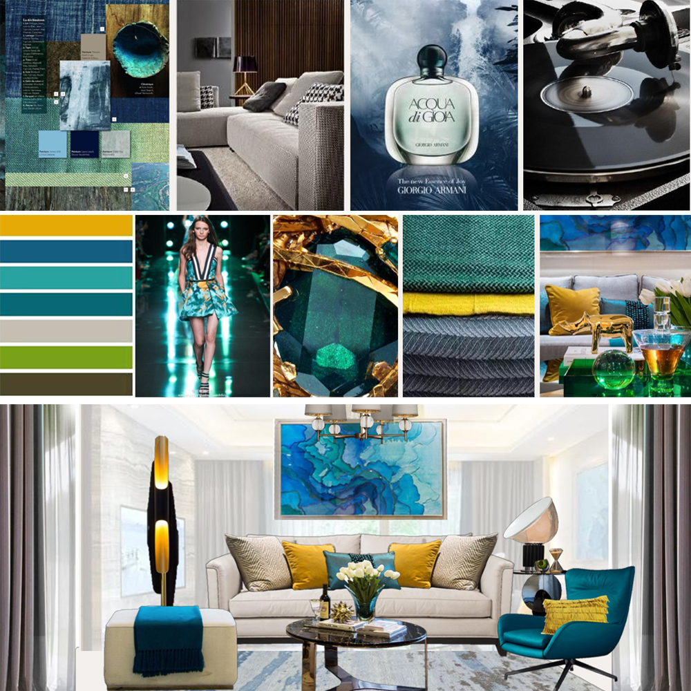 C971-可编辑PPT模板 样板房方案绿色主题 室内软装设计素材资料