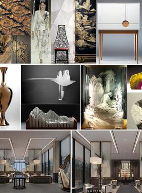 963可编辑PPTT模板 新中式售楼处销售中心软装设计概念方案素材