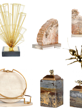 C664现代轻奢金色系饰品摆设软装方案素材带供应商信息340张