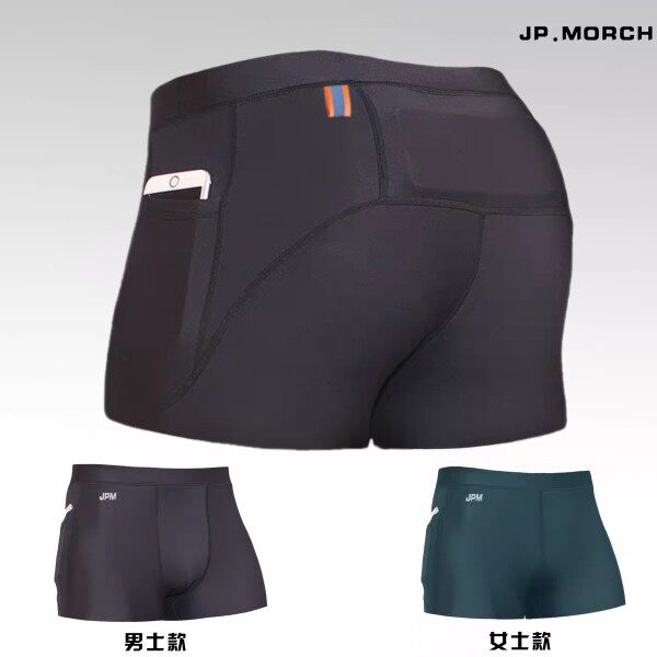 jp.morch女款男子款马拉松跑步二分短裤3个口袋速干排汗透气反光