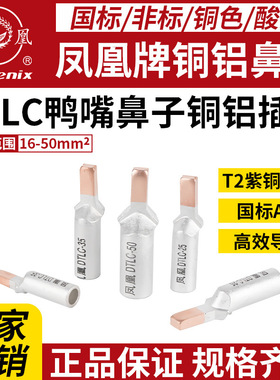 凤凰鸭嘴鼻子铜铝插针DTLC-16/25/35/50平方国标A级空开铝线鼻子