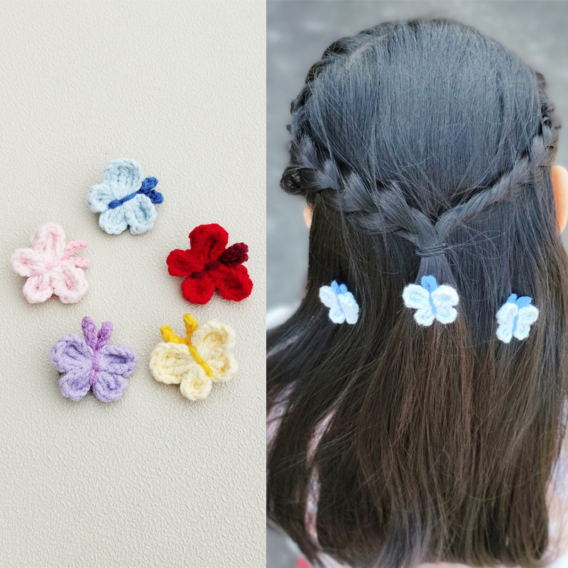 【9.9元两只】蝴蝶手工编织发夹儿童刘海可爱少女心萌萌装饰发饰
