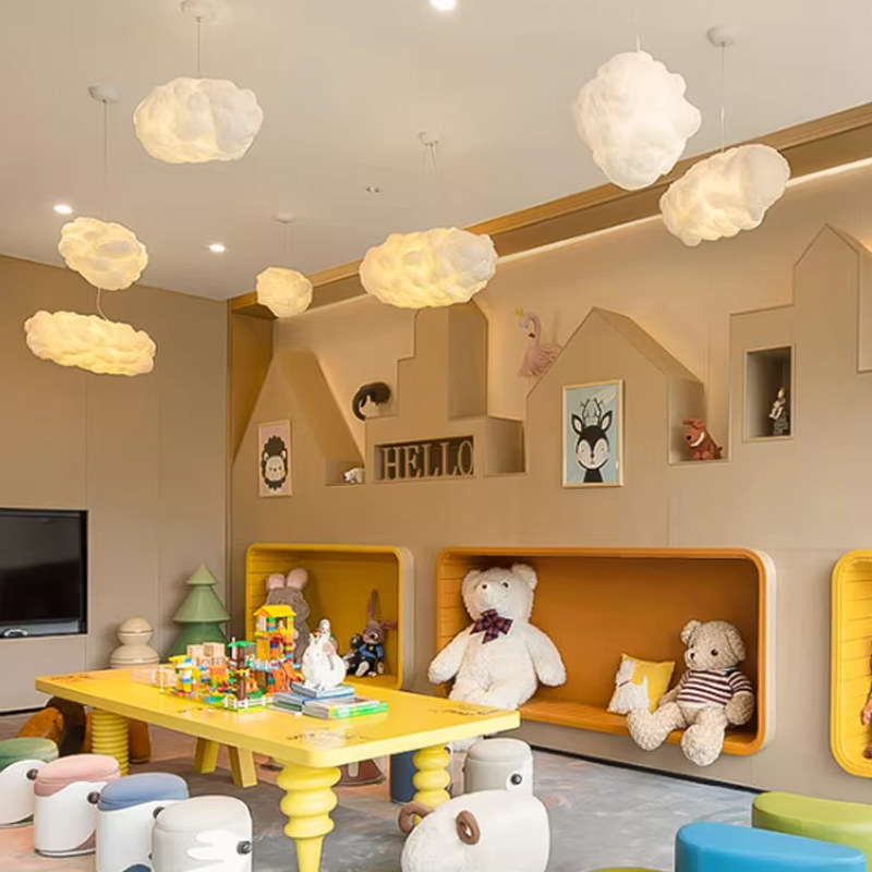 云朵吊灯造型艺术儿童装饰创意走廊衣帽间棉花云彩造景白云氛围灯