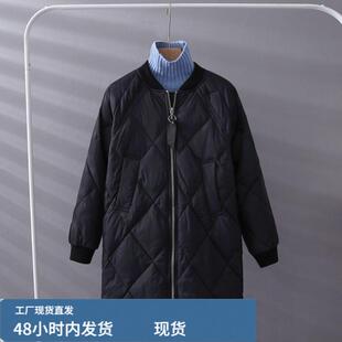 檰服中长款秋冬新款韩版羽棒球戎服韩版宽松菱形加檰外套女潮流行