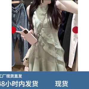 2025新款法式设计感小众高级感绝美气质无袖挂脖修身连衣裙子女夏