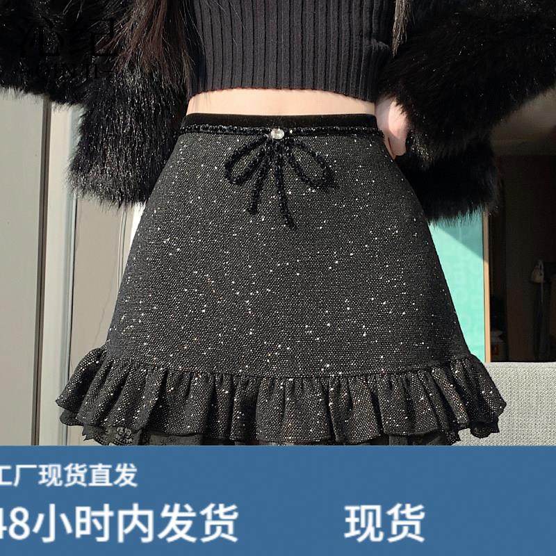 甜美木耳边毛呢半身裙女2026秋冬新款高腰A字蛋糕裙粗花呢短裙子,运动/瑜伽/健身/球迷用品,瑜伽短裙,淘宝优惠券,粉丝福利购,淘宝优惠卷