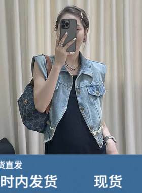 复古牛仔马甲外套女夏季外穿设计感小众宽松显瘦无袖短款气质上衣