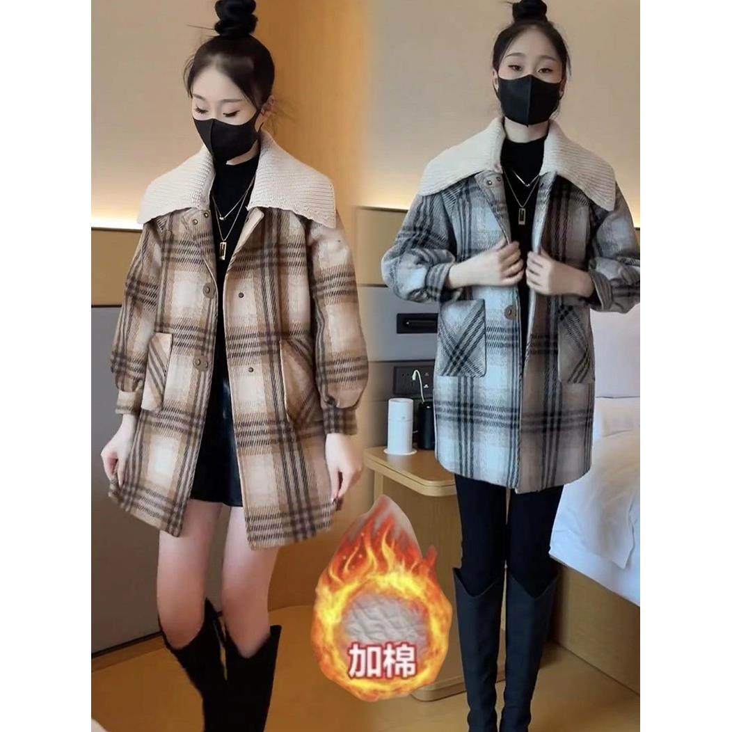 格子毛呢外套女2025冬季新款时髦洋气显瘦中长款夹棉加厚呢子大衣,运动/瑜伽/健身/球迷用品,广场舞套装,淘宝优惠券,粉丝福利购,淘宝优惠卷