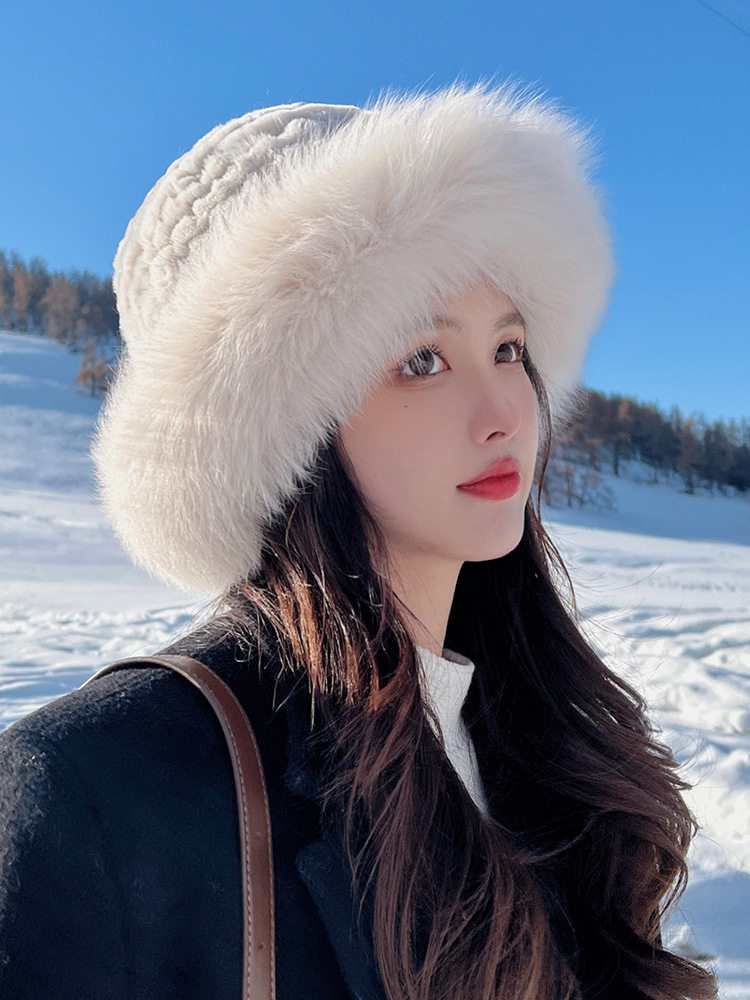 獭兔毛帽子吉林旅游穿搭东北防寒黑龙江哈尔滨雪乡冒子女帽秋冬季