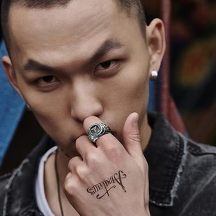 光明会全视之眼戒指项链共济会徽章男款指环个性单身霸气潮牌朋克
