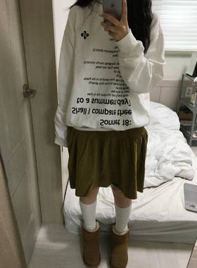 ODD RDCHS秋冬白色店主超推荐连帽印花卫衣女韩系简约ins加厚新款