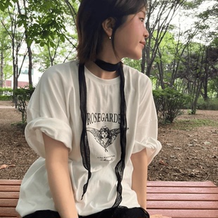 女百搭纯棉宽松个性 ODD 愿望天使夏季 加厚重磅短袖 T恤上衣女 新款