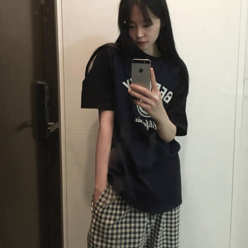 短袖ins韩加厚印花纯棉女百搭
